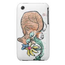 What's this? Tiger Kitten, butterfly on flower Case-Mate iPhone 3 Case