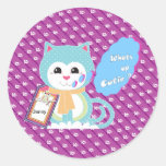 What's up cutie round stickers