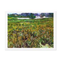 Wheat Field Auvers, White House, Vincent van Gogh Post Card