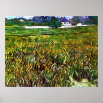 Wheat Field Auvers, White House, Vincent van Gogh Poster