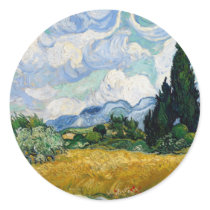 Wheat Field with Cypresses Round Sticker
