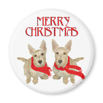 Wheaten Scottish Terrier Chirstmas Fridge Magnet