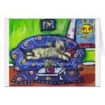 Wheaten Terrier senses smiling moon Card