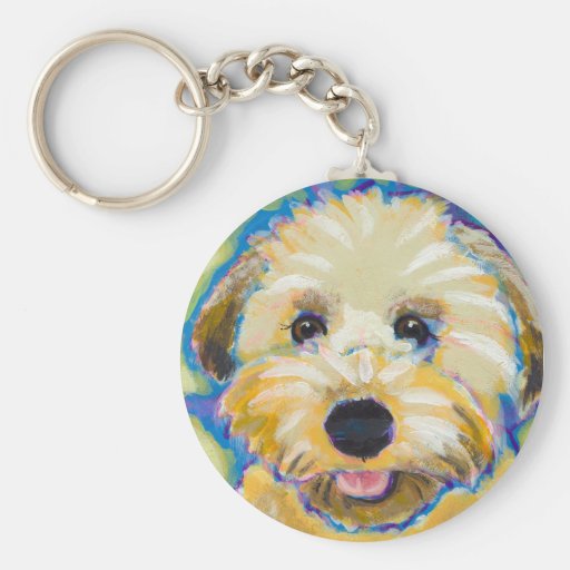 Wheatens Go Beyond Cute fun colourful dog art Key Chains