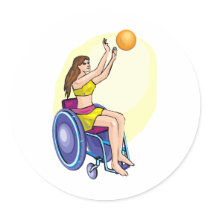 Wheelchair Basketball Girl Stickers