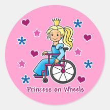 Wheelchair Princess Round Sticker