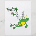 when frogs fly funny flying froggy cartoon flyer design