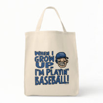 When I Grow Up I'm Playing Baseball Blue Helmet Canvas Bag