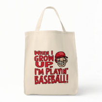 When I Grow Up I'm Playing Baseball Red Helmet Tote Bag