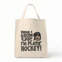 When I Grow Up I'm Playing Hockey Black Helmet Tote Bag
