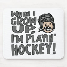 When I Grow Up I'm Playing Hockey Black Helmet Mouse Pads