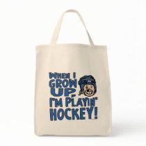 When I Grow Up I'm Playing Hockey Blue Helmet Tote Bag