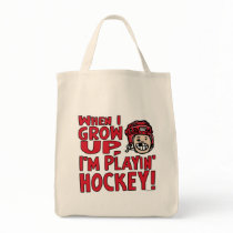 When I Grow Up I'm Playing Hockey Red Helmet Tote Bag
