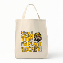 When I Grow Up I'm Playing Hockey Yellow Helmet Tote Bags