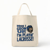 When I Grow Up I'm Playing Lacrosse Blue Helmet Canvas Bag