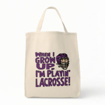 When I Grow Up I'm Playing Lacrosse Purple Helmet Canvas Bags