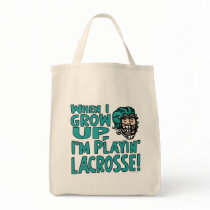 When I Grow Up I'm Playing Lacrosse Teal Helmet Tote Bag