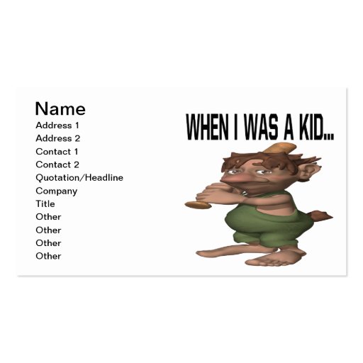 When I Was A Kid Business Card Template