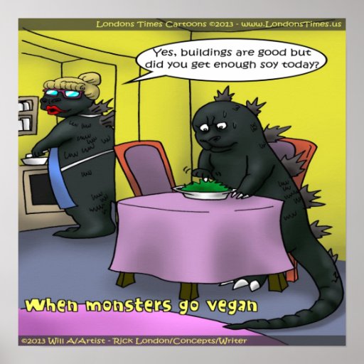 When Monsters Go Vegan Funny Poster