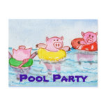 When Piglets Float  - Swimming Pigs postcards
