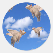 When Pigs Fly Round Sticker