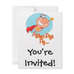 when pigs fly super hero flying piggy pig cartoon announcement