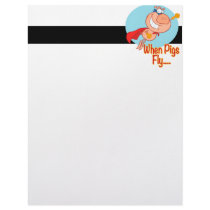 when pigs fly super hero flying piggy pig cartoon letterhead