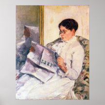 When reading of Figaro by Mary Stevenson Cassatt Poster