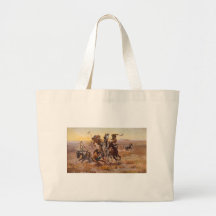 When Sioux and Blackfeet Met by Charles M. Russell Canvas Bags