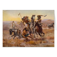 When Sioux and Blackfeet Met by Charles M. Russell Greeting Cards