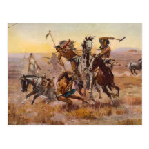 When Sioux and Blackfeet Met by Charles M. Russell Post Card