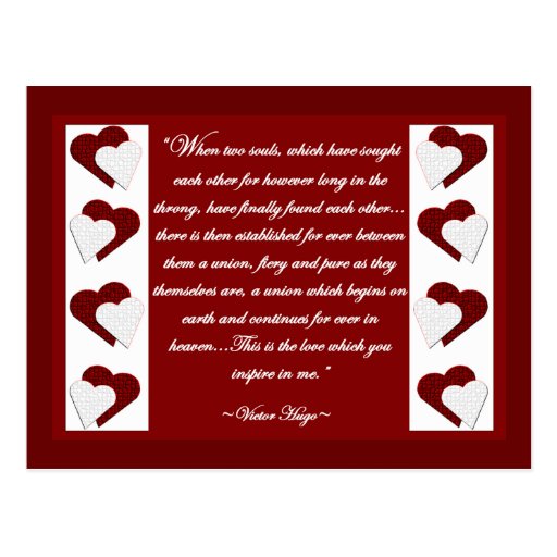 When Two Souls... Victor Hugo Quote Postcard