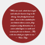 When Two Souls... Victor Hugo Quote Sticker