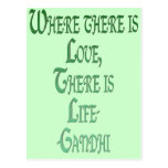 *Where There Is Love* Inspirational Gandhi Quote Post Cards
