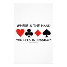 Where's The Hand You Held In Bidding? Stationery Design