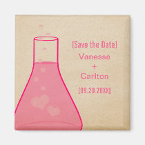 Whimsical Beaker Save the Date Magnet, Pink magnets