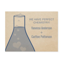 Whimsical Beaker Save the Date Postcard, Blue