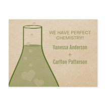 Whimsical Beaker Save the Date Postcard, Green