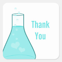 Whimsical Beaker Thank You Stickers, Aqua stickers