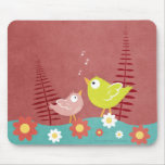 Whimsical Birds and Flowers Mousepad / Mouse Mat