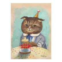 Whimsical Birthday Kitty Invitation