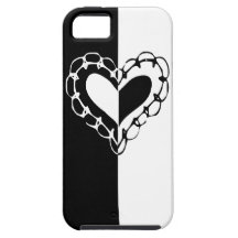 Whimsical Black and White Heart Wedding iPhone 5 Cases