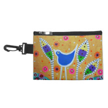 Whimsical Blue Bird Accessories Bags