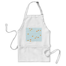 Whimsical Blue chevron with gold fish Apron