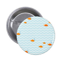 Whimsical Blue chevron with gold fish Pin