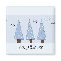 Whimsical Blue ChristmasTrees Magnet