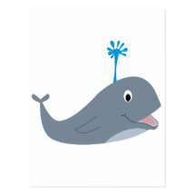 Whimsical cartoon whale t-shirts and gifts postcards