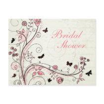 Whimsical chic floral swirls bridal shower invite post card