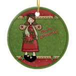 Whimsical Christmas angel with wreath Ornaments