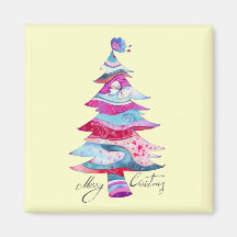 Whimsical Christmas Tree Magnets